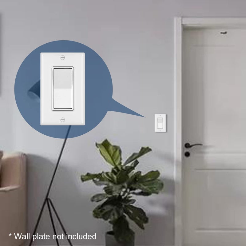 CML Hardware (50 Pack) Cml Decorator Wall Light Switch, Single Pole Switch, 15A 120/277V, 3-Year Warranty, White - Image 4